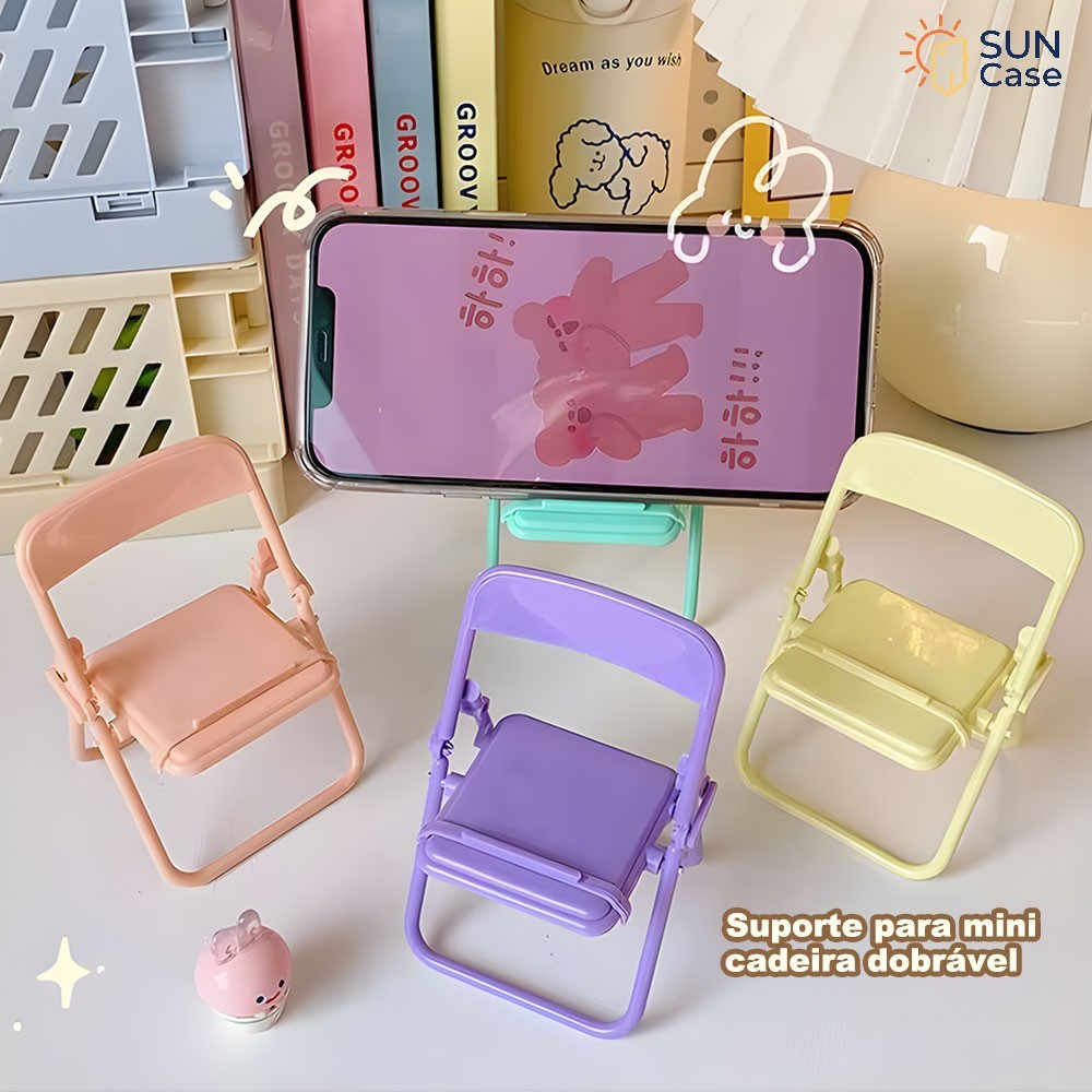 Suporte Para Celular Formado Cadeira Dobrável Mini Mesa Apoio