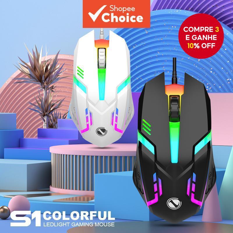 Mouse Luminoso Para Jogos S1 USB Com Fio Computador , Laptop , Escritório