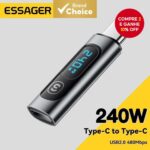 Adaptador De Alimentação Essager Type C Para 240W Suporta Cabo De Transmissão De Dados Telefone Laptop