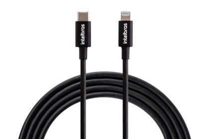 Cabo USB-C Lightning 1,2m em PVC Preto Intelbras EUCL 12PP