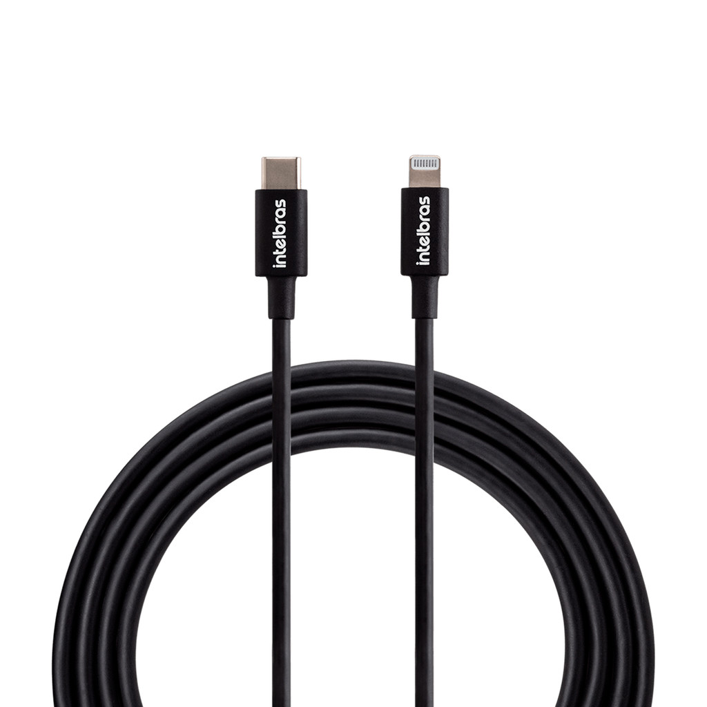 Cabo USB-C Lightning 1,2m em PVC Preto Intelbras EUCL 12PP