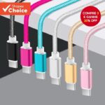 Cabo Micro USB 2M Fio De Carga De Velocidade Rápida 1M Tipo-C Cabos De Carregamento De Transmissão De Dados Android Kabl