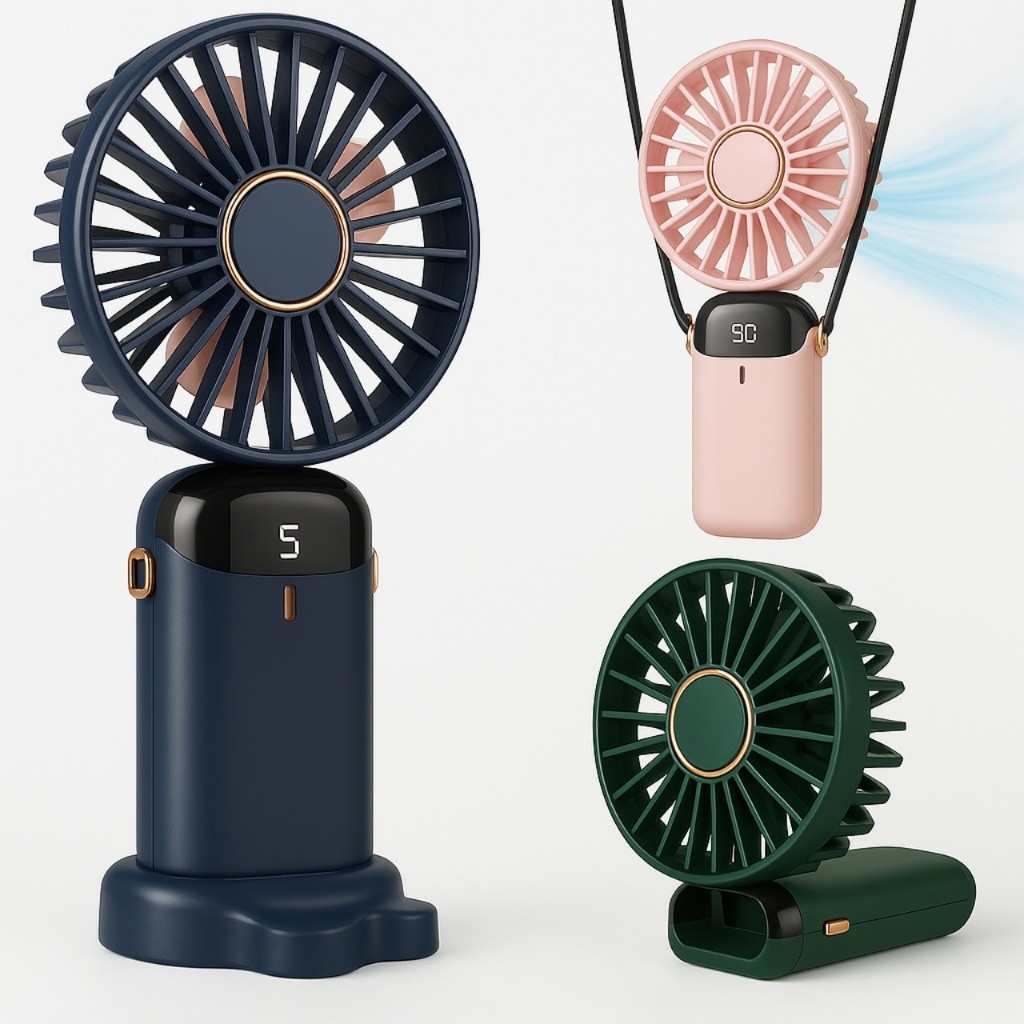 Ventilador Mini Portátil 5 Modos Pequeno Dobrável digital De Escritório Presente USB