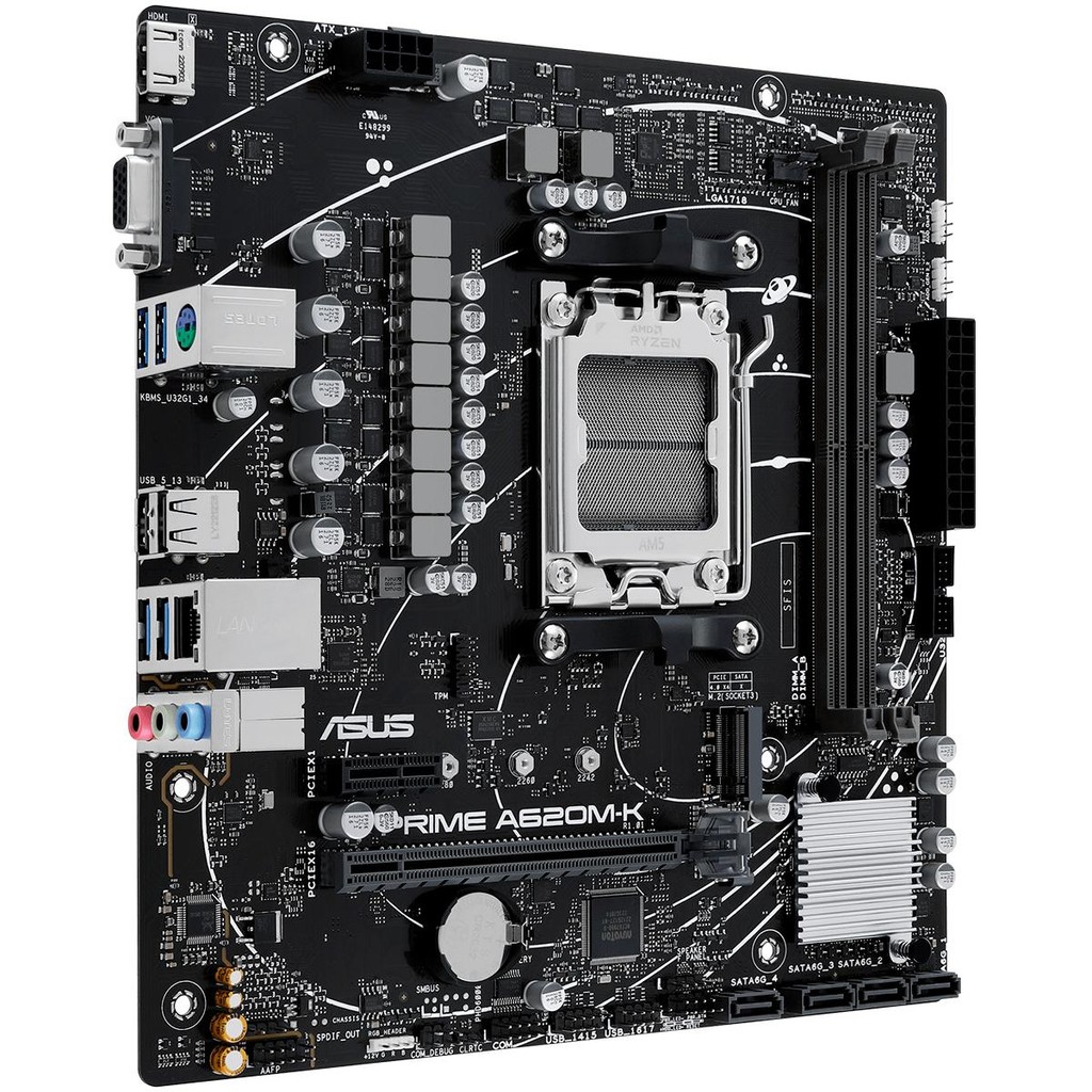 Placa Mãe Asus Prime Para AMD AM5 A620M-K 2xDDR5 mATX - 90MB