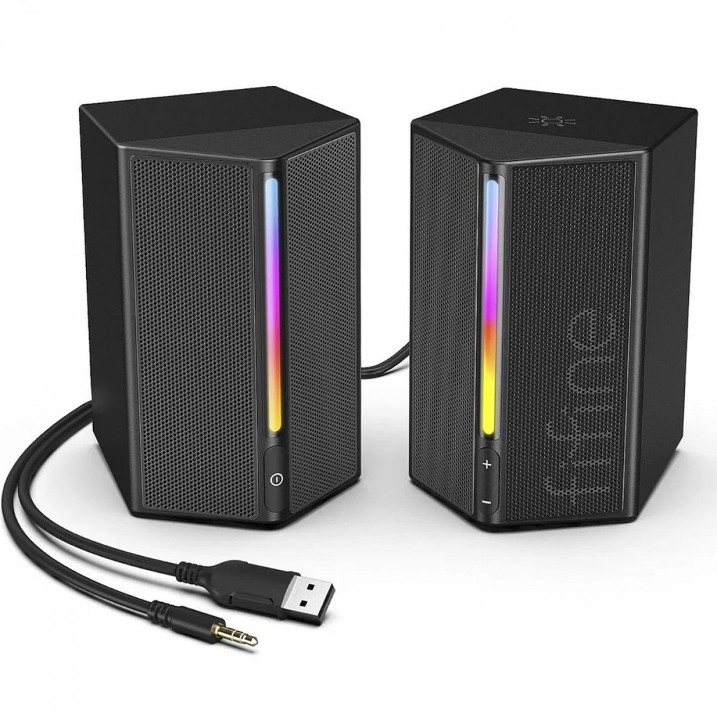 Caixa De Som Gamer Fifine A20, Estéreo, RGB, USB/3,5, Preto