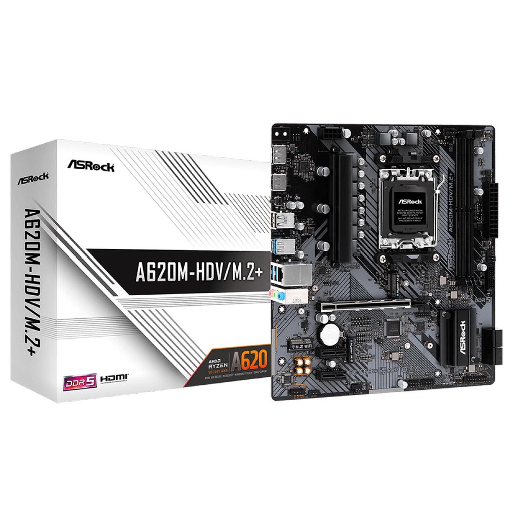 Placa Mãe ASRock A620M-HDV/M.2+, Chipset A620, AMD AM5, M-ATX, DDR5, 90-MXBLK0-A0UAYZ