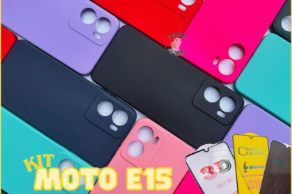 Kit Motorola Moto E15 Capa Capinha + Película 3D Cerâmica Privacidade Câmera MotoE15