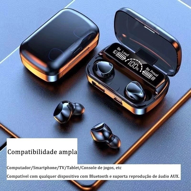 M10 Bluetooth 5.3 Fones de ouvido sem fio TWS estéreo com carregador Power Bank