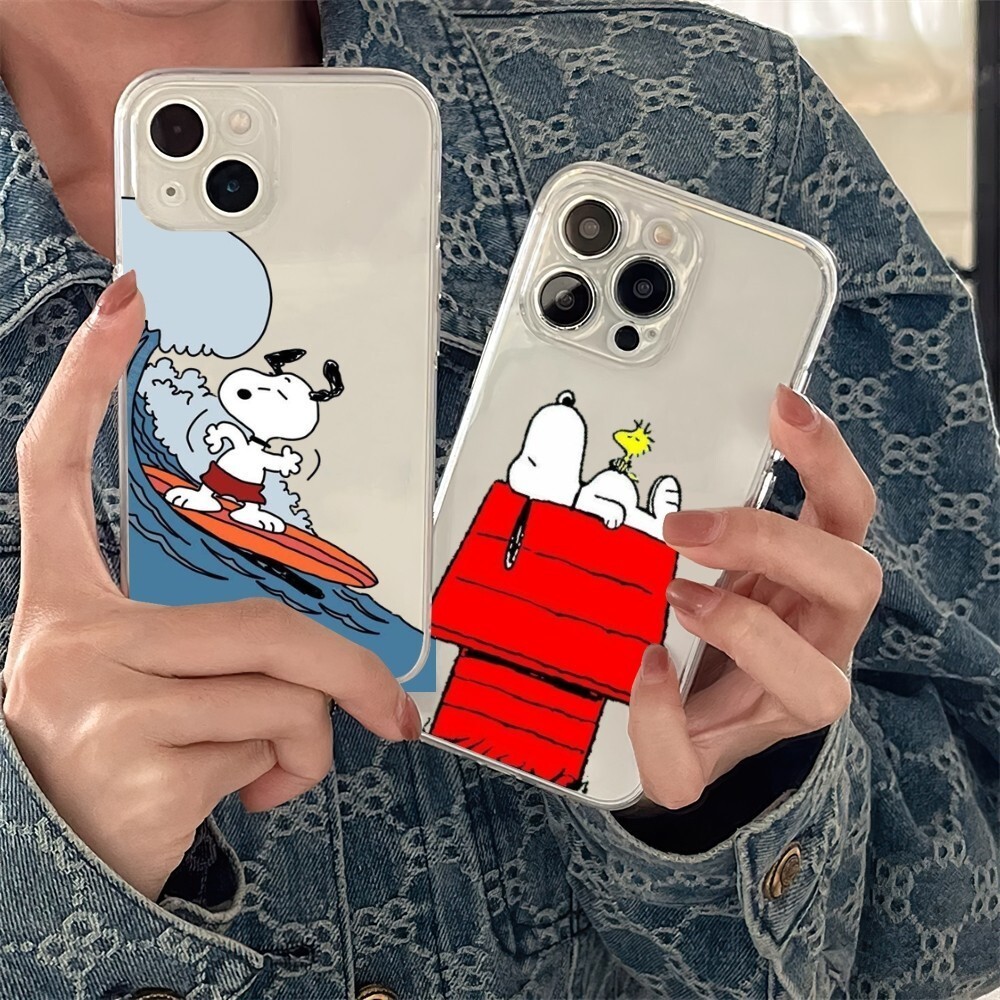 Capa De Celular Para Desenho Animado S-Snoopy Transparente Iphone 15 13 14 12 11 Pro Max XR X SE XS Iphone13 Mini Plus