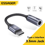 Essager 3.5 Mm Jack AUX Para USB C Cabo Adaptador 3.5 Conversor De Áudio Fone De Ouvido Com DAC