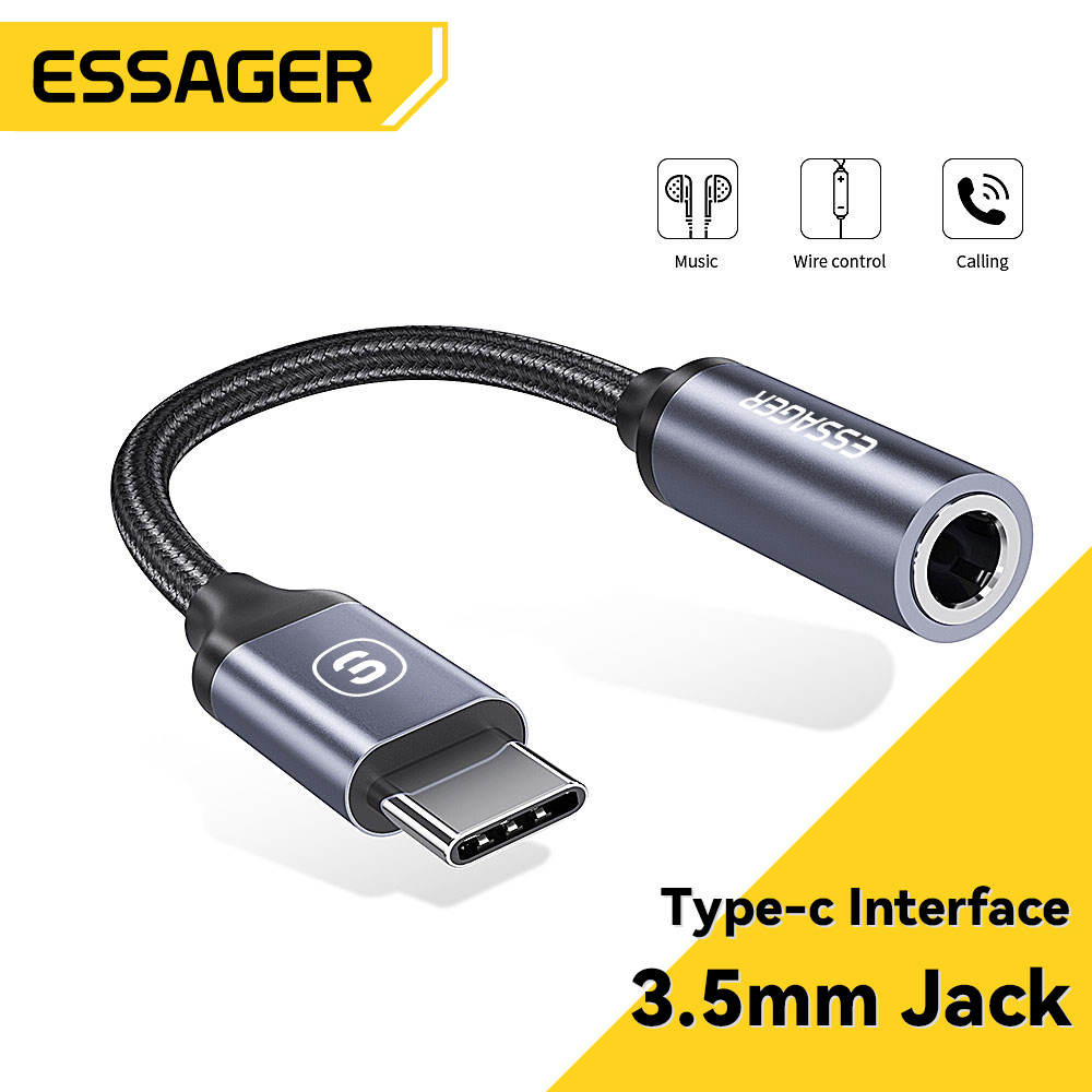 Essager 3.5 Mm Jack AUX Para USB C Cabo Adaptador 3.5 Conversor De Áudio Fone De Ouvido Com DAC